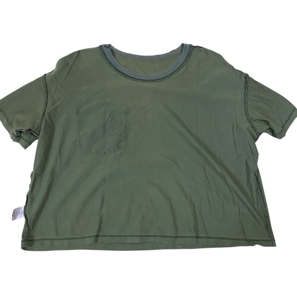 Time and Tru Women Top 100% Pima Cotton Scoop Neck Chest Pocket Green Size XL - Picture 6 of 10